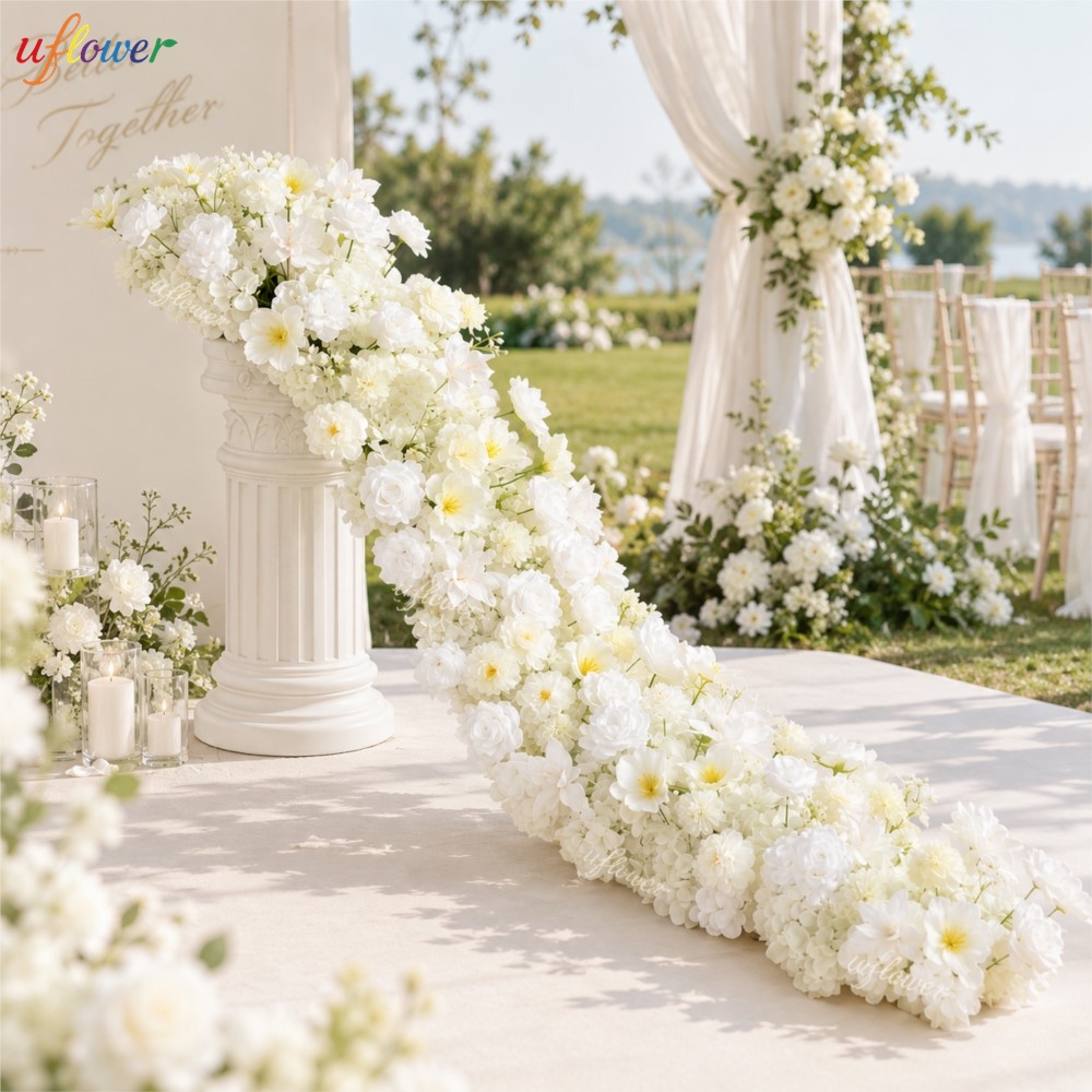 Uflower White Rose Hydrangea A - Table Runner ulasan dan harga